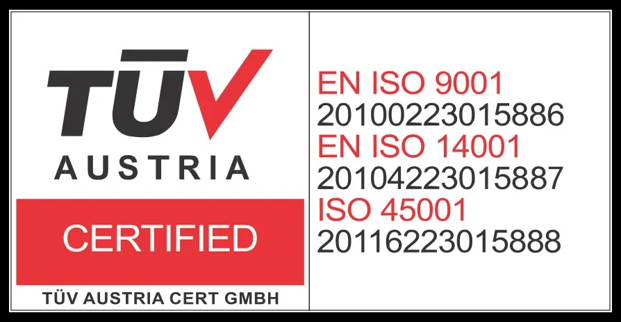 TÜV Austria — EN ISO 9001, EN ISO 14001, ISO 45001